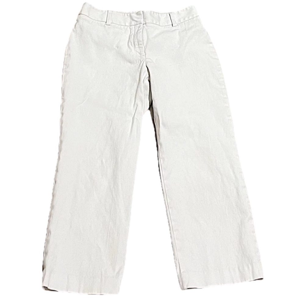 Ann Taylor Jacquard Straight Leg Capri Pants Mid Rise Solid White Size 2